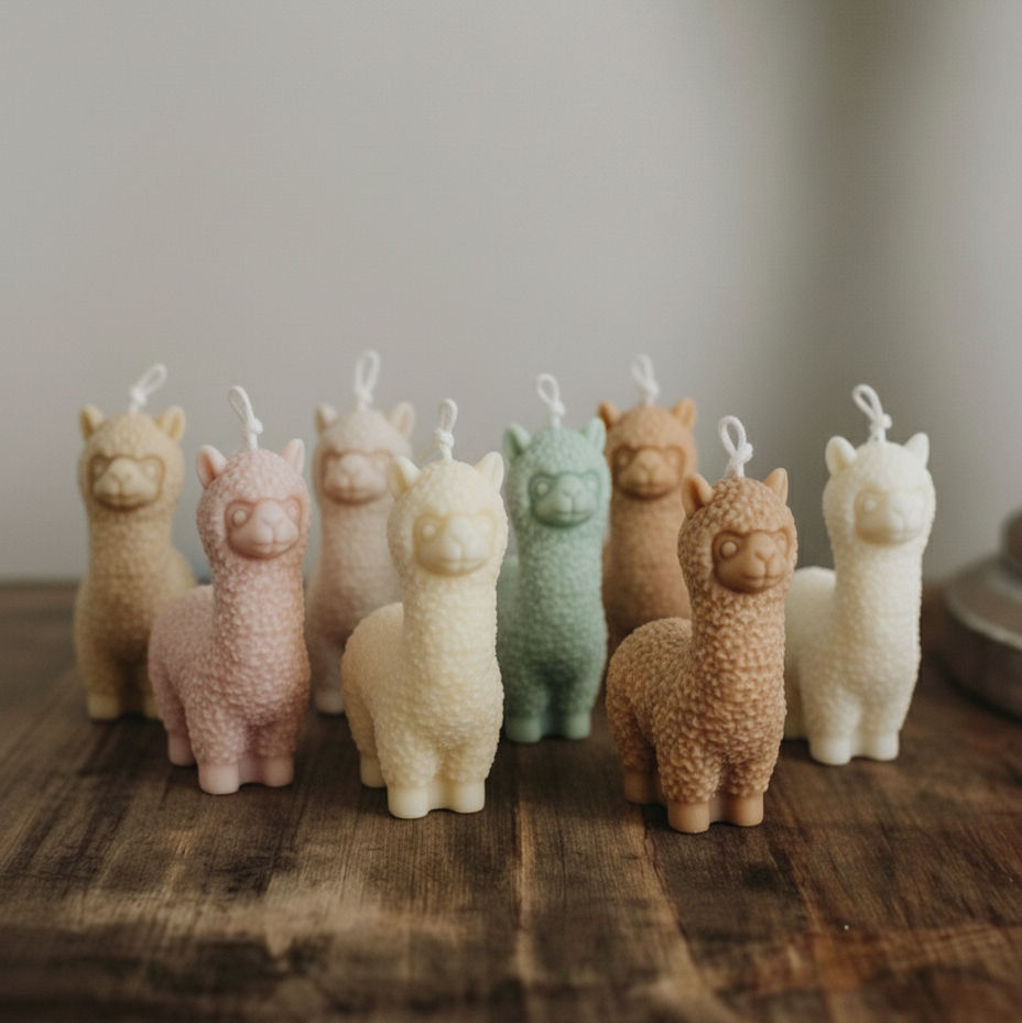 Velas decorativas en forma de alpaca de cera de soja artesanal Velatea