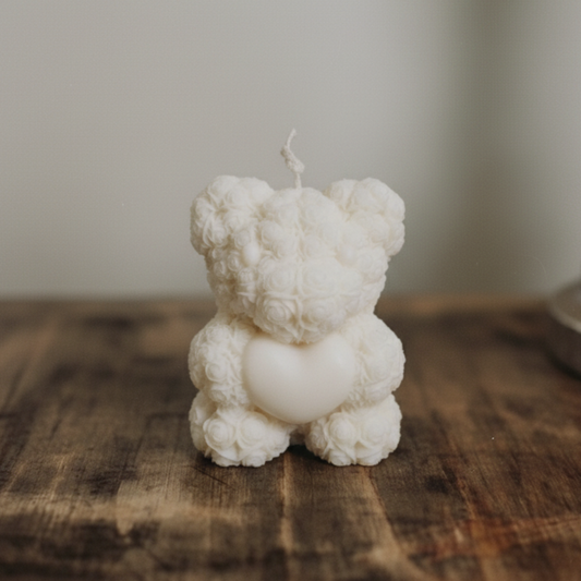 Vela oso de rosas decorativa de cera de soja ecológica hecha a mano Velatea