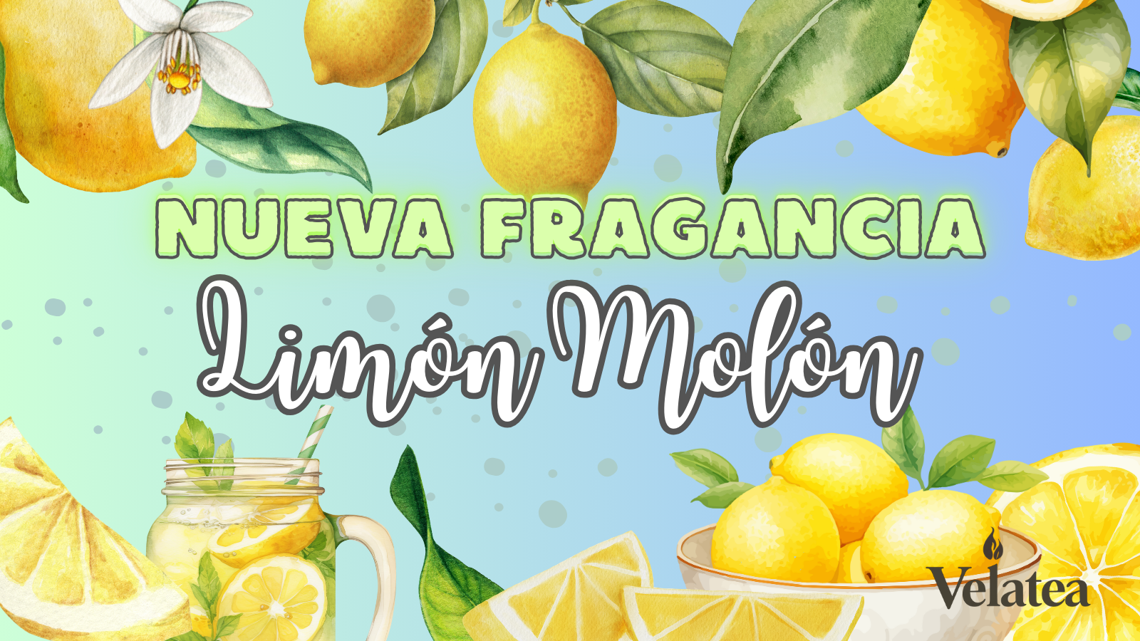 Refrescante, cítrica y llena de energía positiva ☀️. Descubre Limón Molón, la nueva fragancia de Velatea en velas de soja artesanales, perfecta para un hogar vital y luminoso.