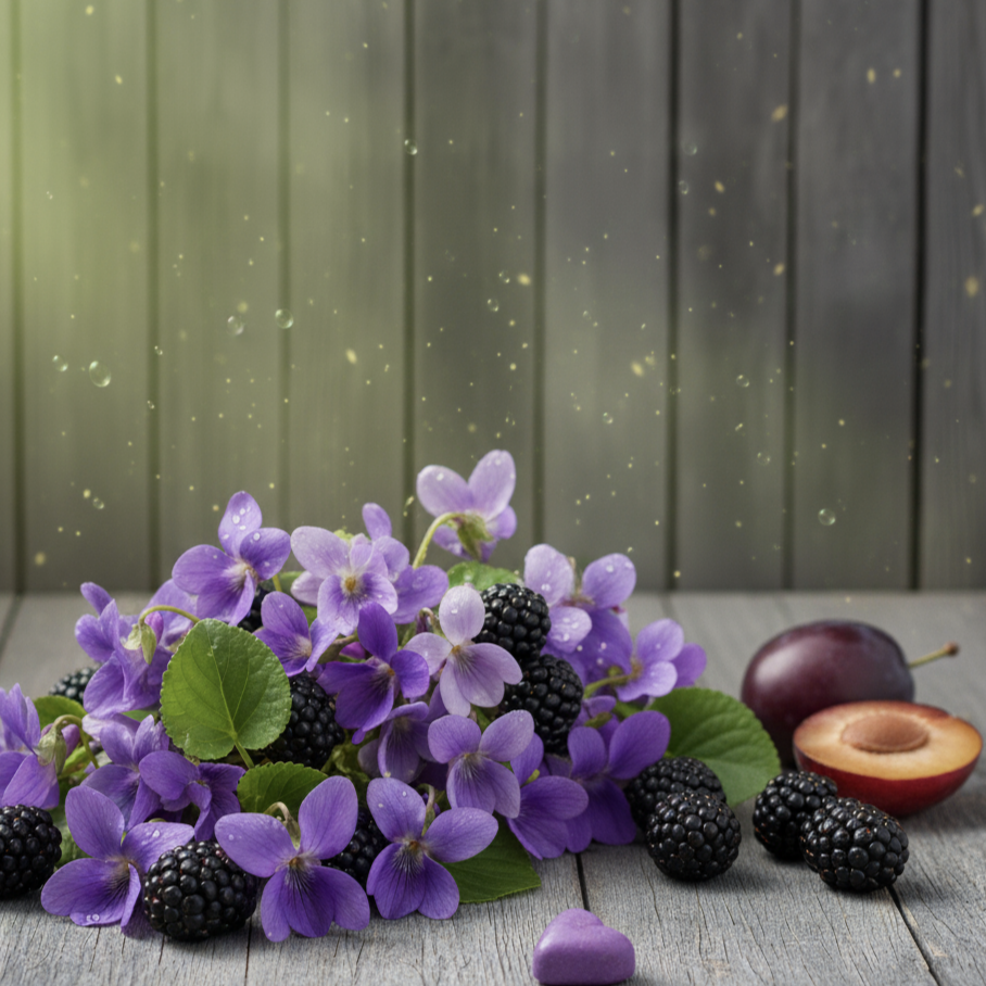 Un aroma romántico y aterciopelado que recuerda a violetas caramelizadas