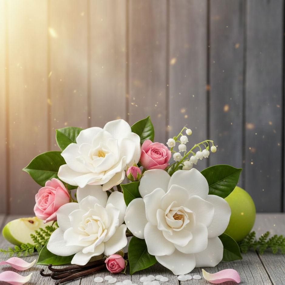 Colección de fragancias para el hogar Gardenia de Mi Amor, con notas de flores blancas, manzana y vainilla, fabricado artesanalmente en España