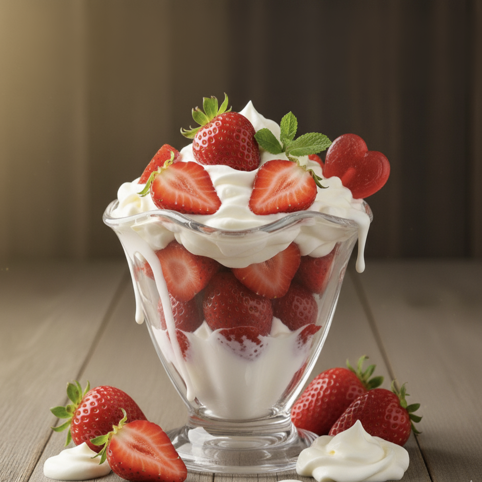 Una fragancia golosa y tierna que combina fresas maduras con nata batida