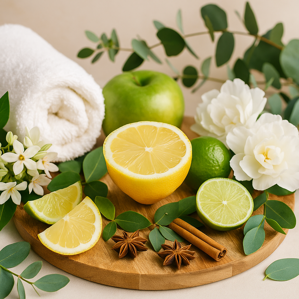Disfruta de la sensación de limpieza y frescura con nuestras velas de fragancias verdes, cítricas y ligeras. Perfectas para renovar cualquier ambiente con bienestar.