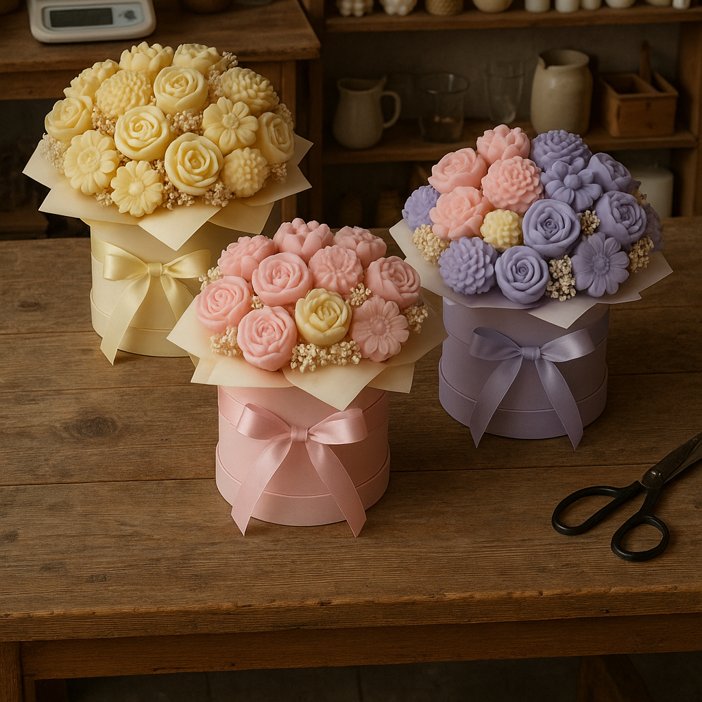 Velas decorativas artesanales en forma de flores, hechas a mano con cera de soja ecológica, colección Velatea