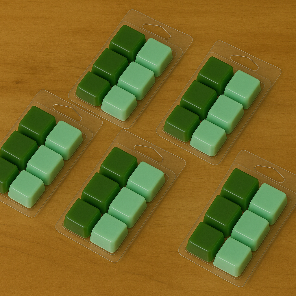 Tableta de 6 wax melts de cera de soja Velatea con aroma a gardenias en flor y notas aterciopeladas.