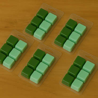 Tableta de 6 wax melts de cera de soja Velatea con aroma a gardenias en flor y notas aterciopeladas.