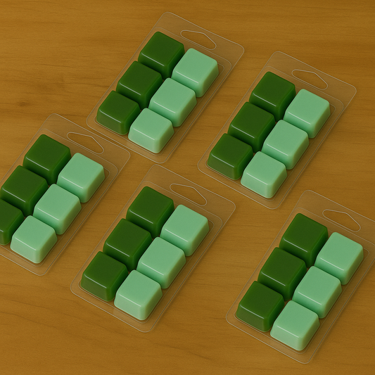 Tableta de 6 wax melts de cera de soja Velatea con aroma a gardenias en flor y notas aterciopeladas.